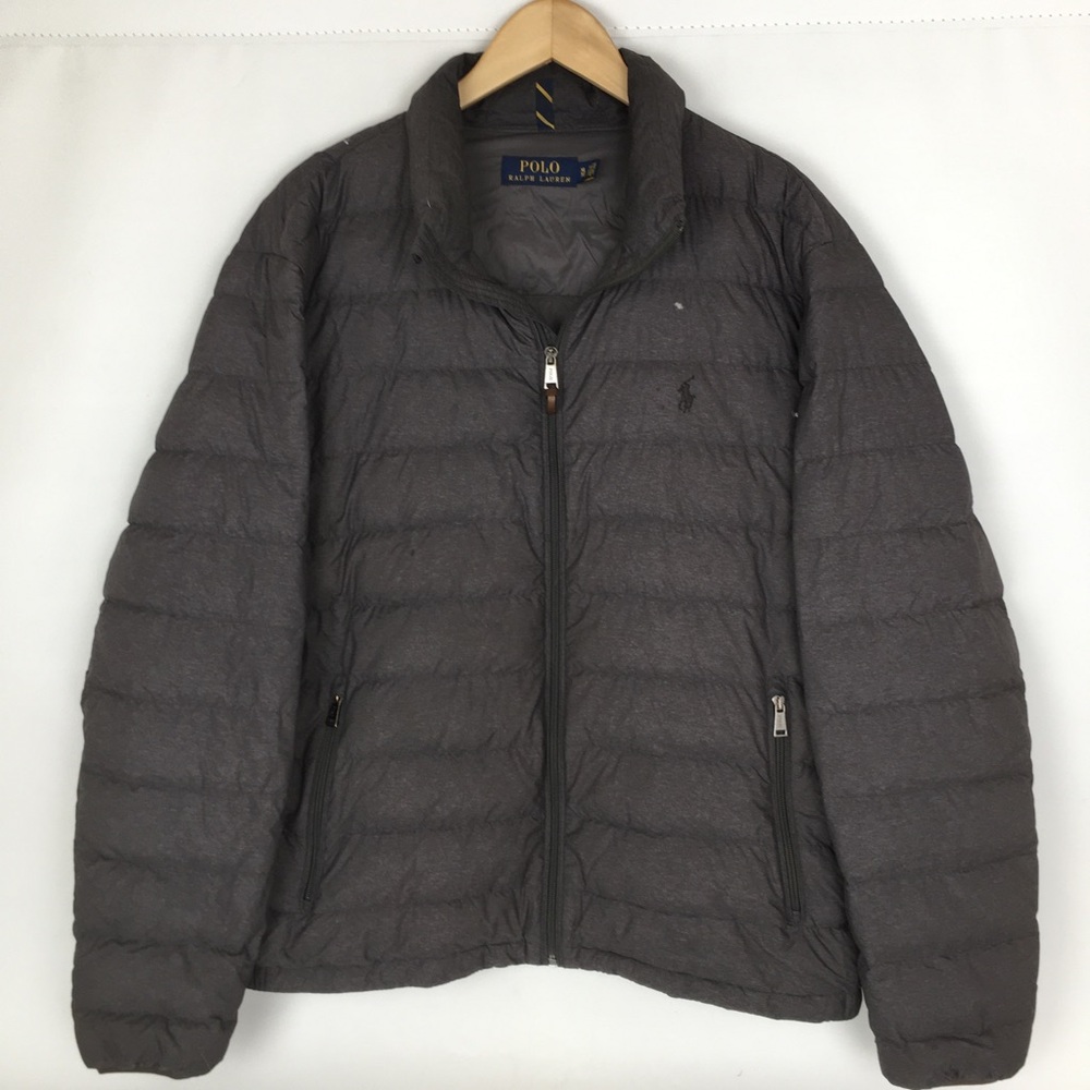 Polo Ralph Lauren Packable Down Puffer Coat Jacket Mens Size XL Gray Nylon
